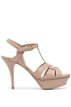 Beige calf leather Tribute 105mm platform sandals Saint Laurent | 315490AAAAH2721